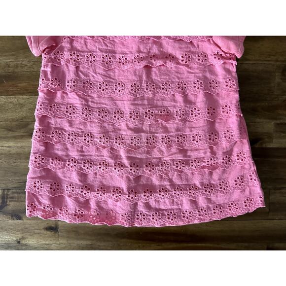 Matilda Jane Happy and Free Pink Coral Reef Short Sleeve Eyelet Lace Knit Top 6 - Picture 4 of 8